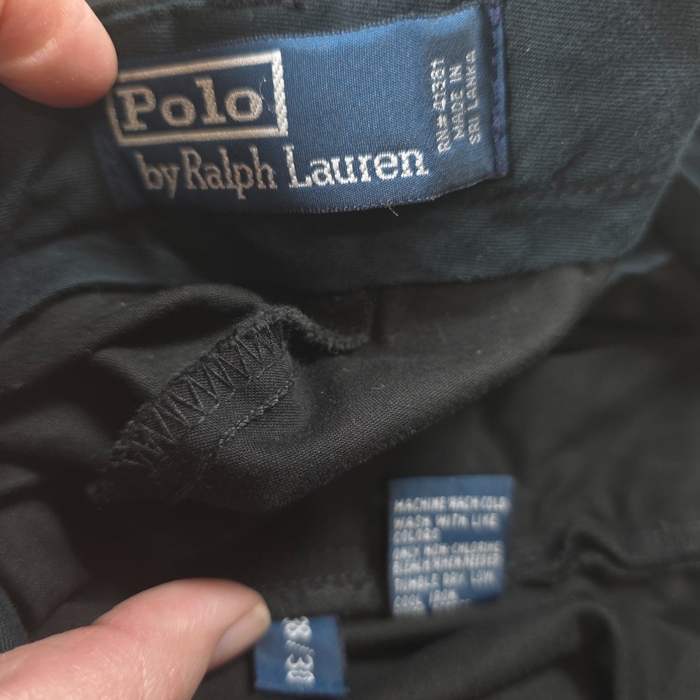 Polo Ralph Lauren Pants Mens 38/30 Black Slash Pocket‎ Wide Leg Trouser Casual - Picture 2 of 9